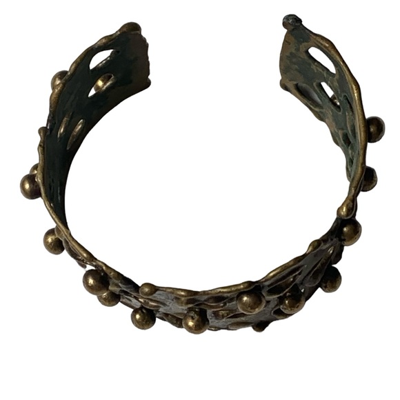 Vintage Brutalist Mid Century Modernist Brass Cuff Woman’s Bracelet Jewelry - Picture 5 of 9